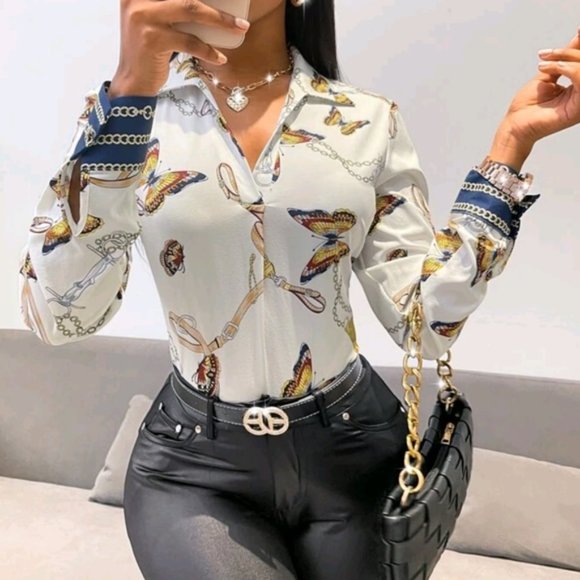 Butterfly & chain print blouse - Picture 5 of 6